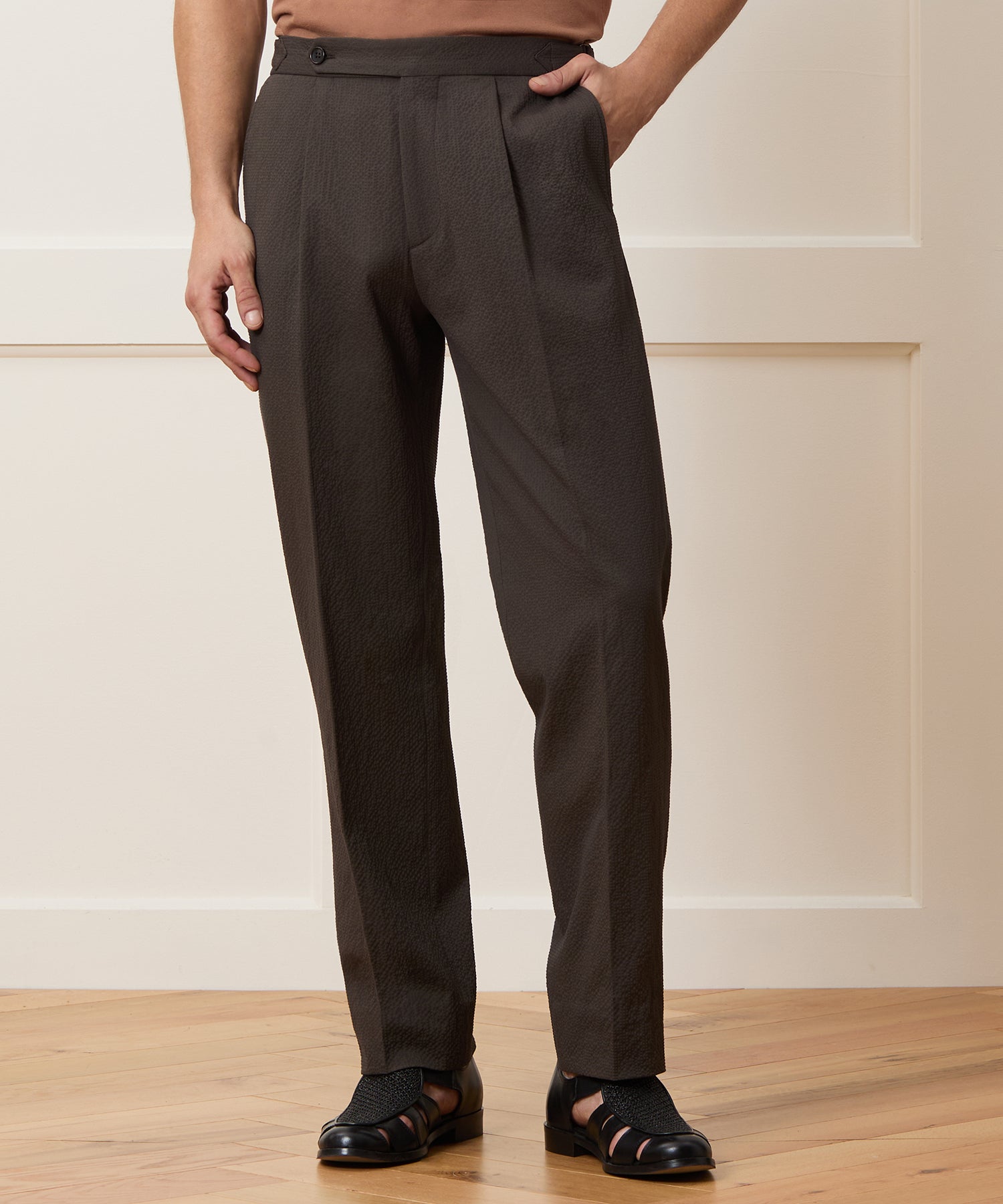 Italian Seersucker Side Tab Trouser