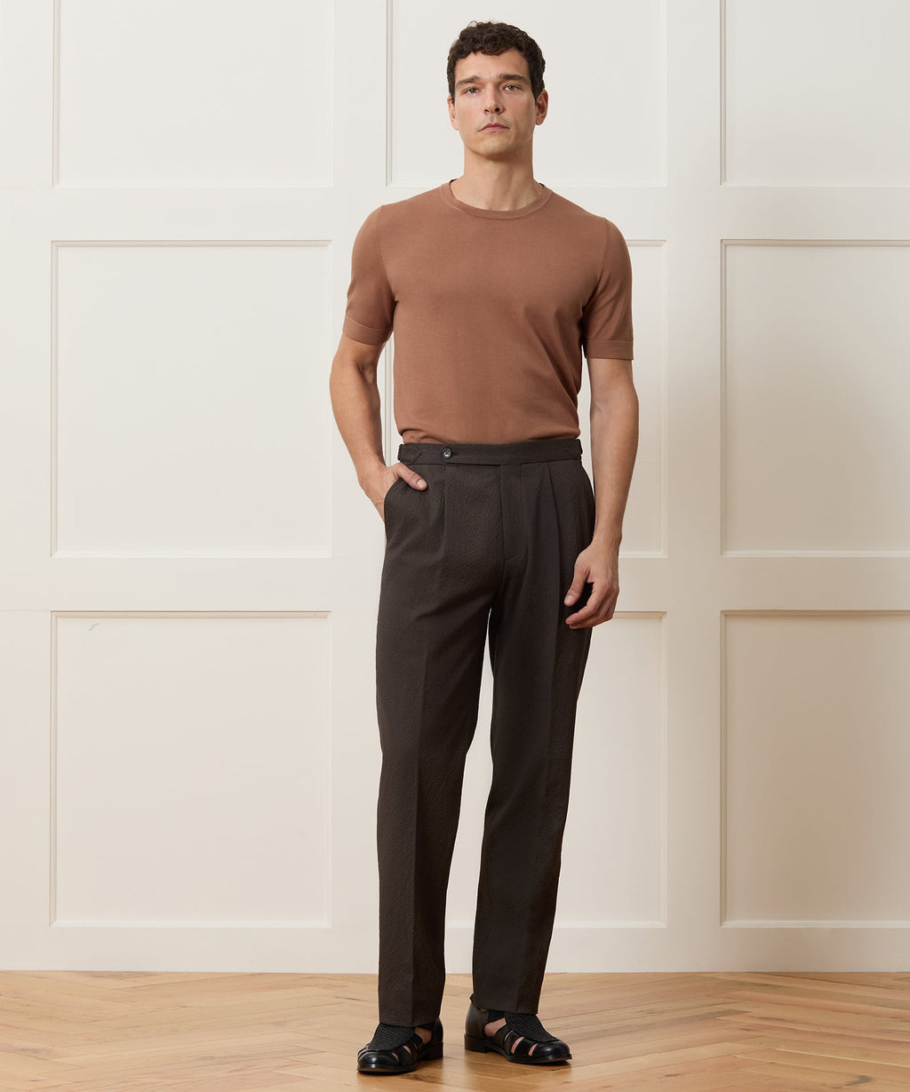 Italian Seersucker Side Tab Trouser