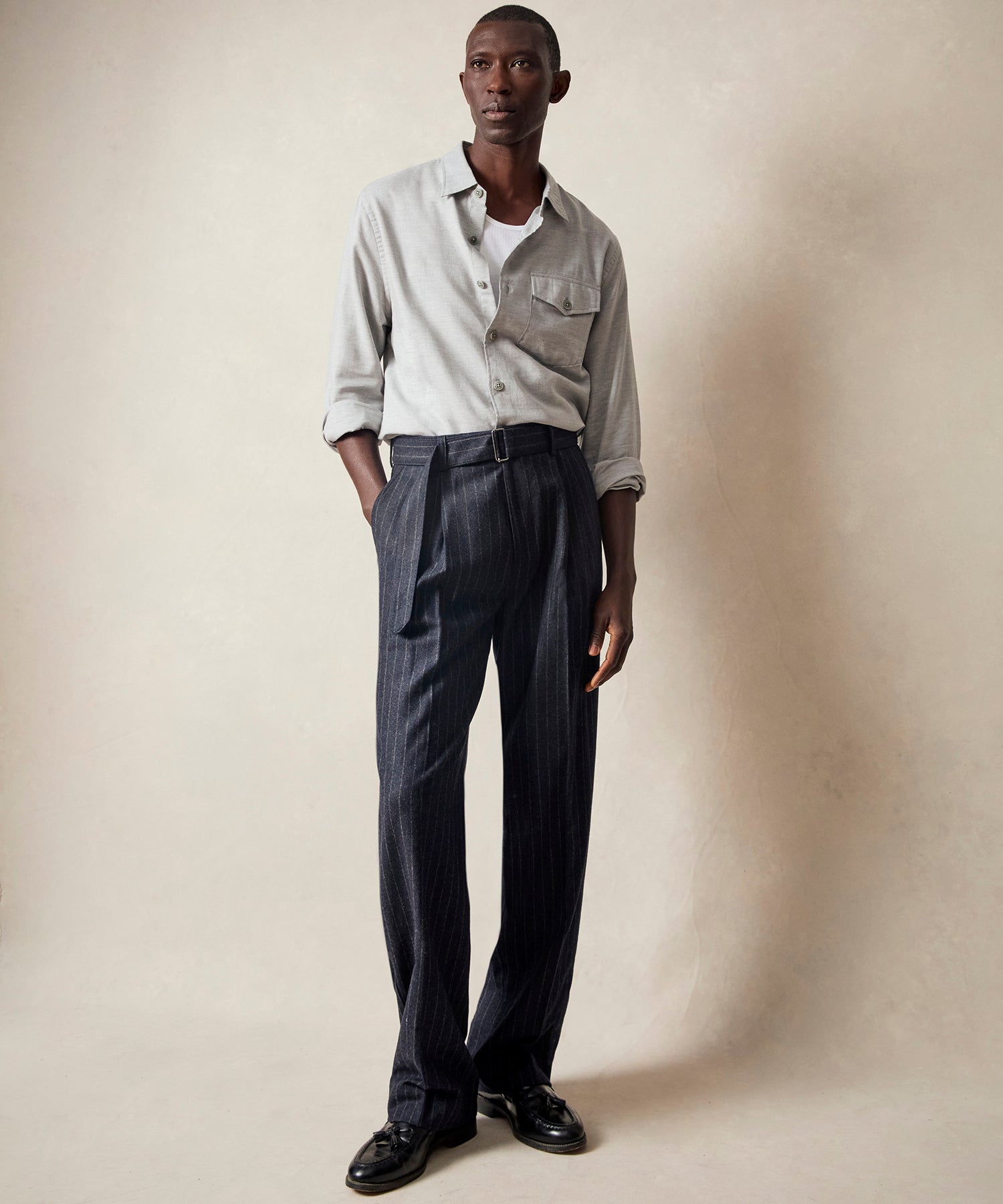 Italian Wool Self Belt Trouser