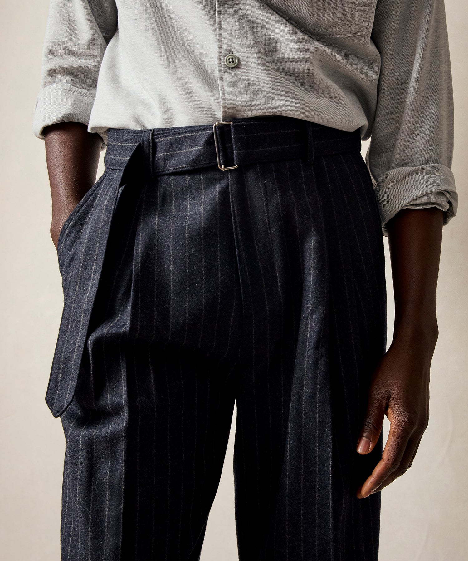 Italian Wool Self Belt Trouser