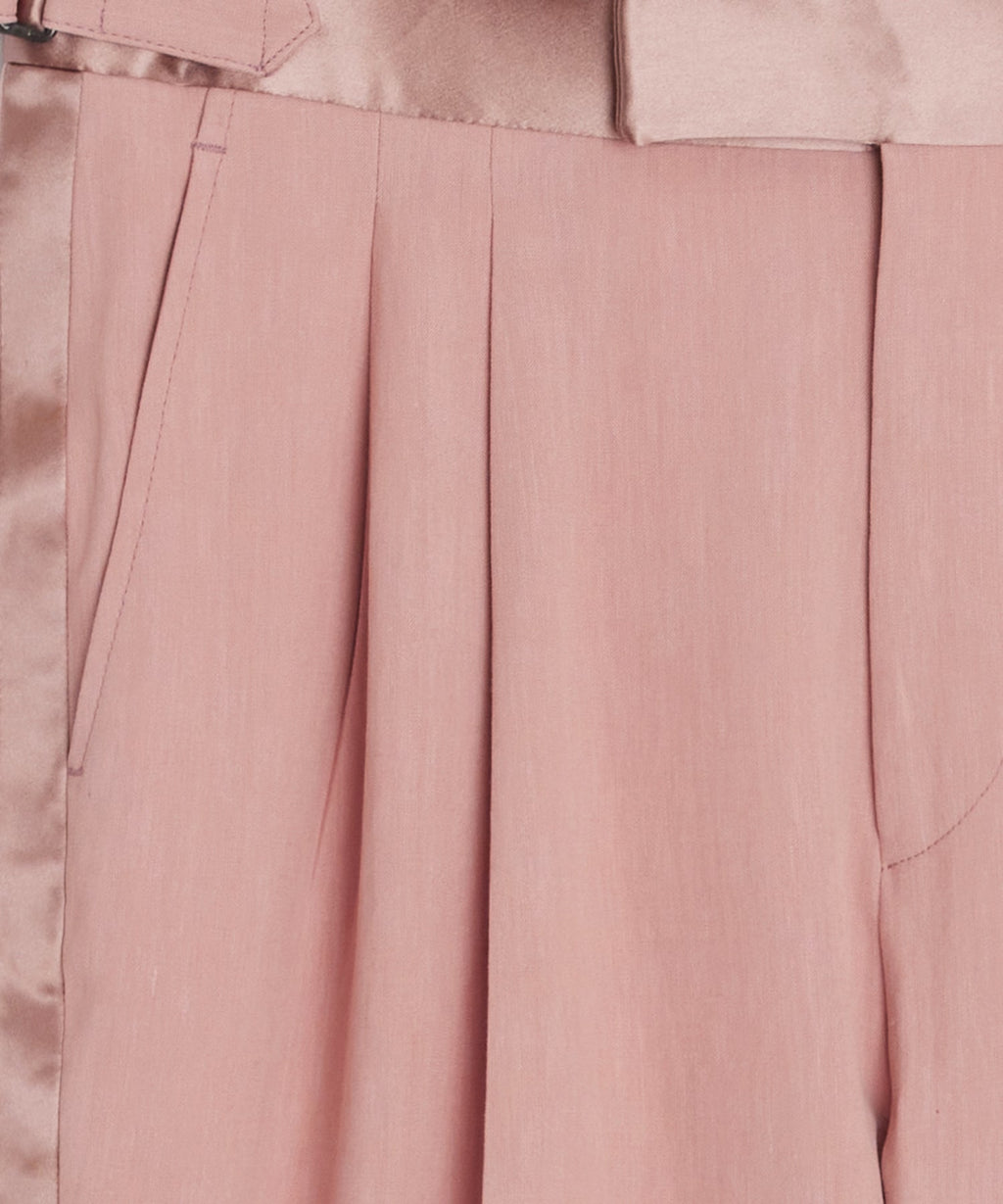 Relaxed Italian Sueded Linen Tuxedo Trouser