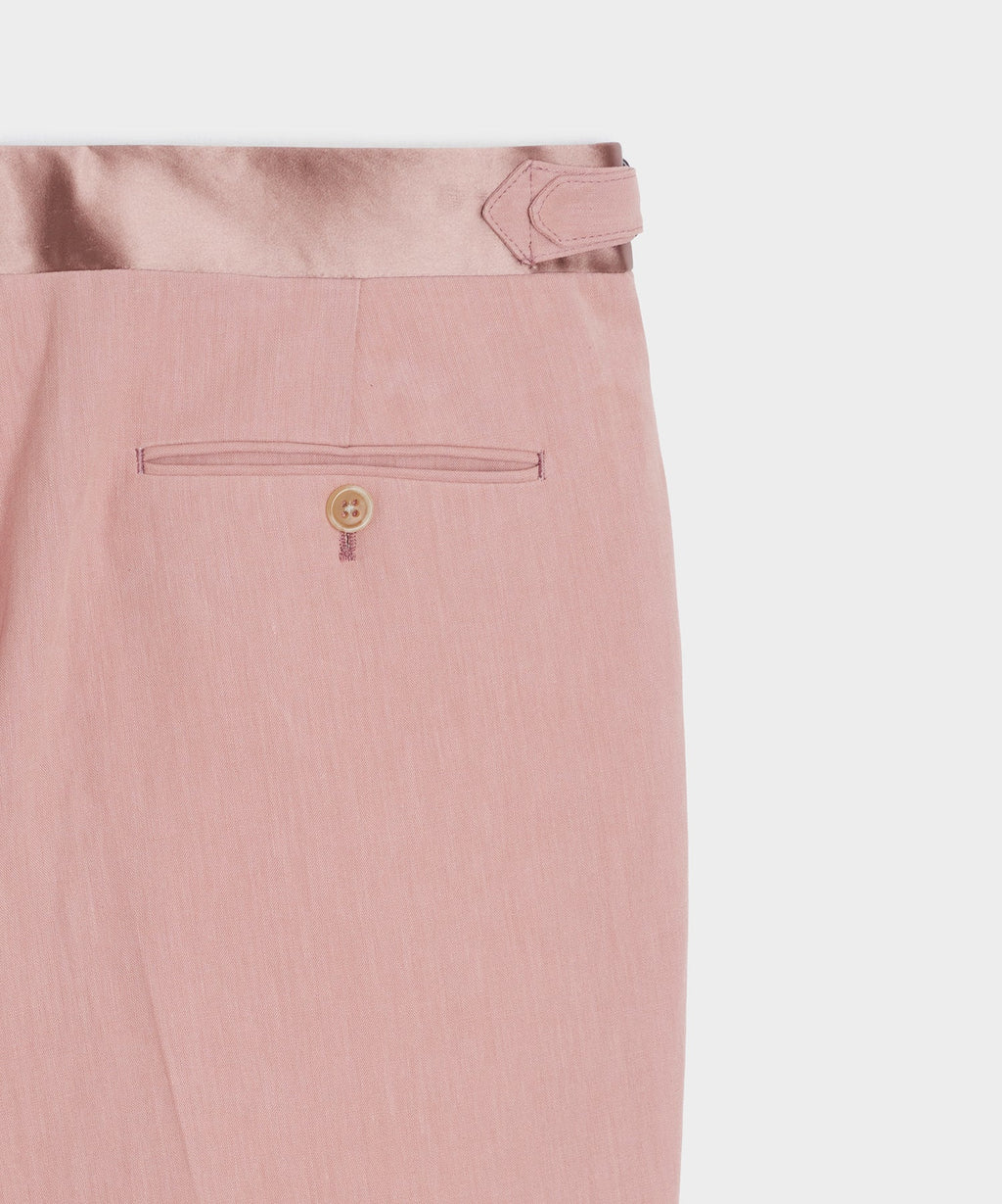 Relaxed Italian Sueded Linen Tuxedo Trouser