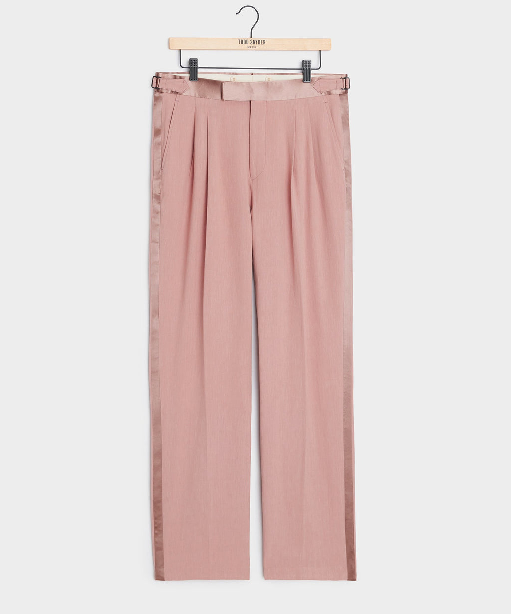 Relaxed Italian Sueded Linen Tuxedo Trouser