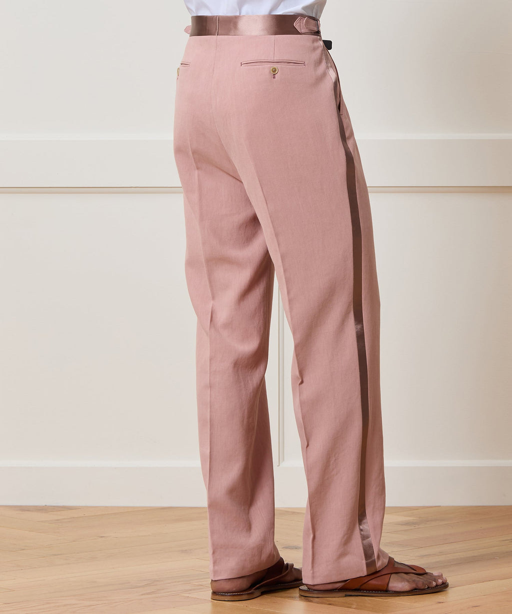 Relaxed Italian Sueded Linen Tuxedo Trouser