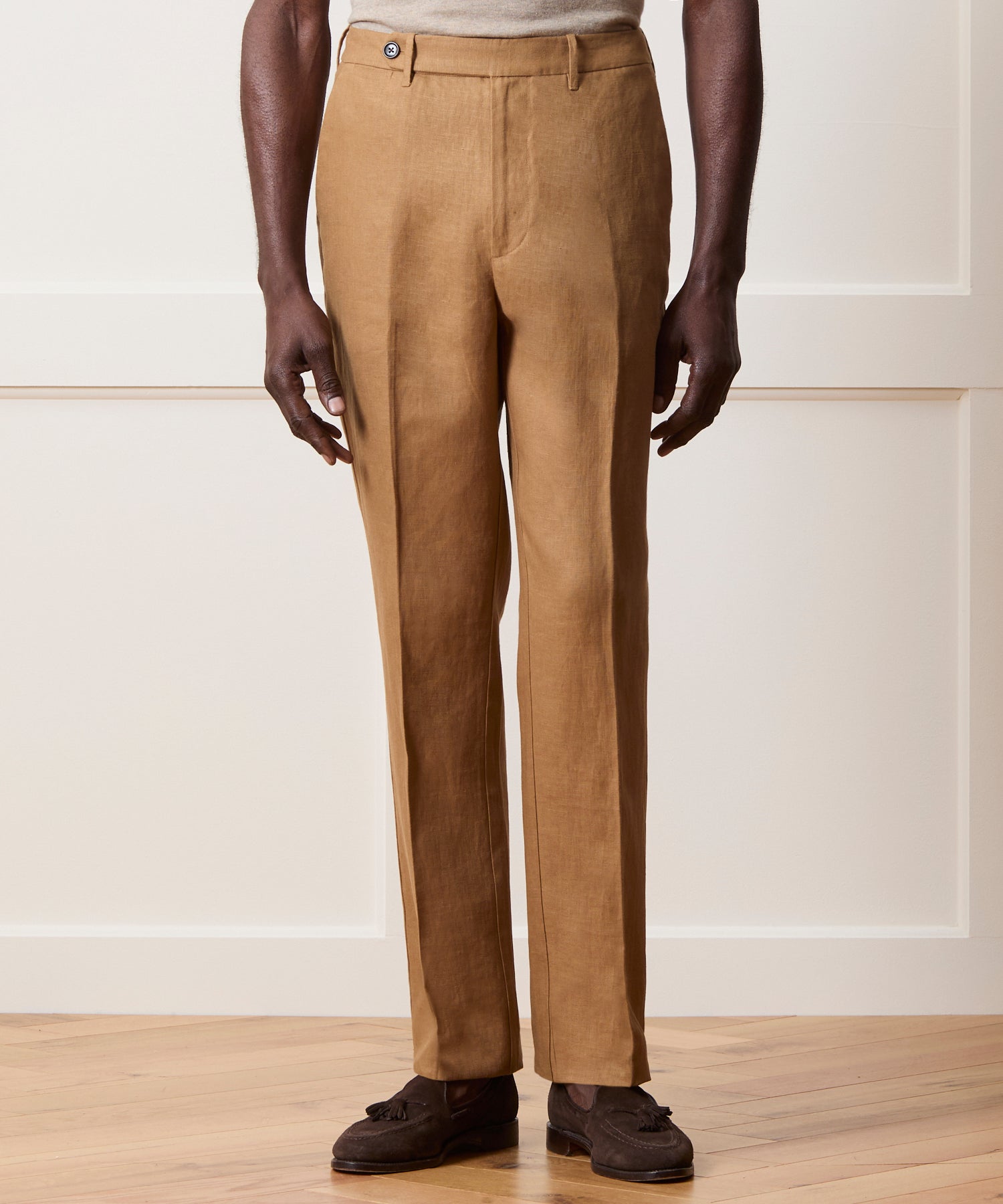 Straight Fit Linen Tab Trouser