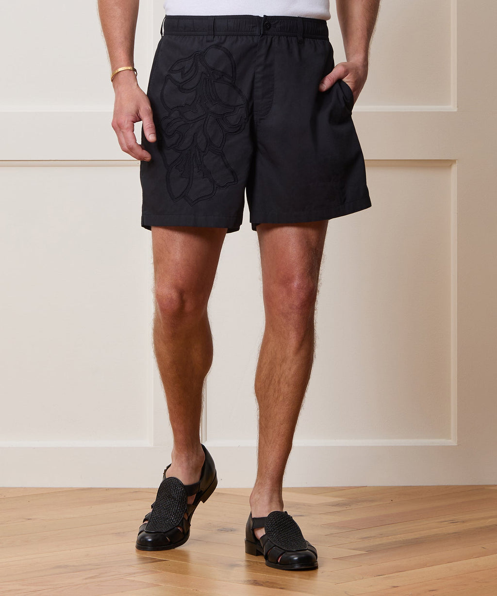 5" Floral Cotton Beachcomber Short