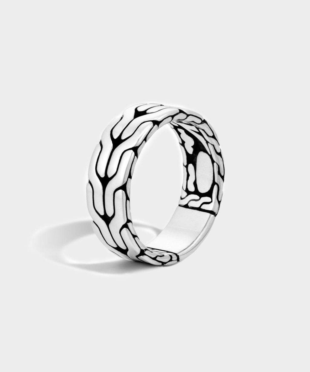 John Hardy Sterling Silver Carved Chain Band Ring