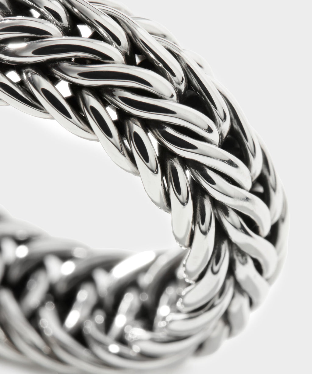 John Hardy Wide Kami Chain Sterling Silver Band Ring