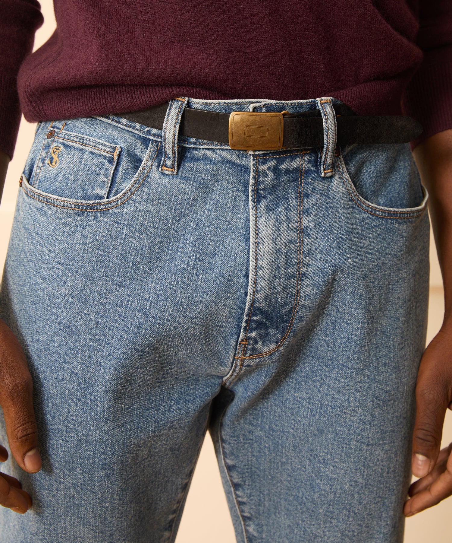 High-Rise Slim Stretch Jean in Washed Blue