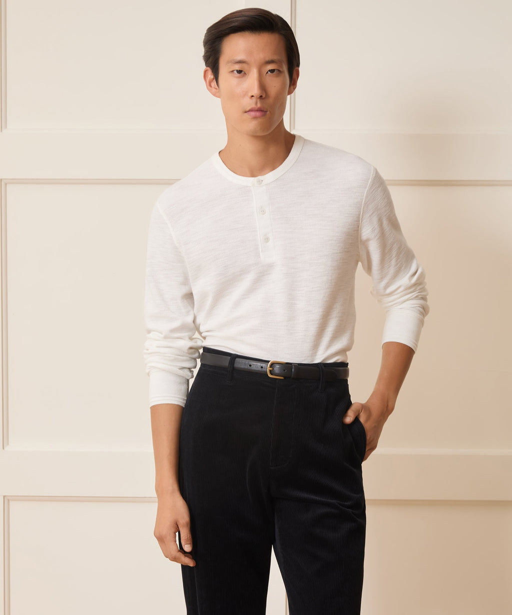 Lightweight Mini Waffle Henley