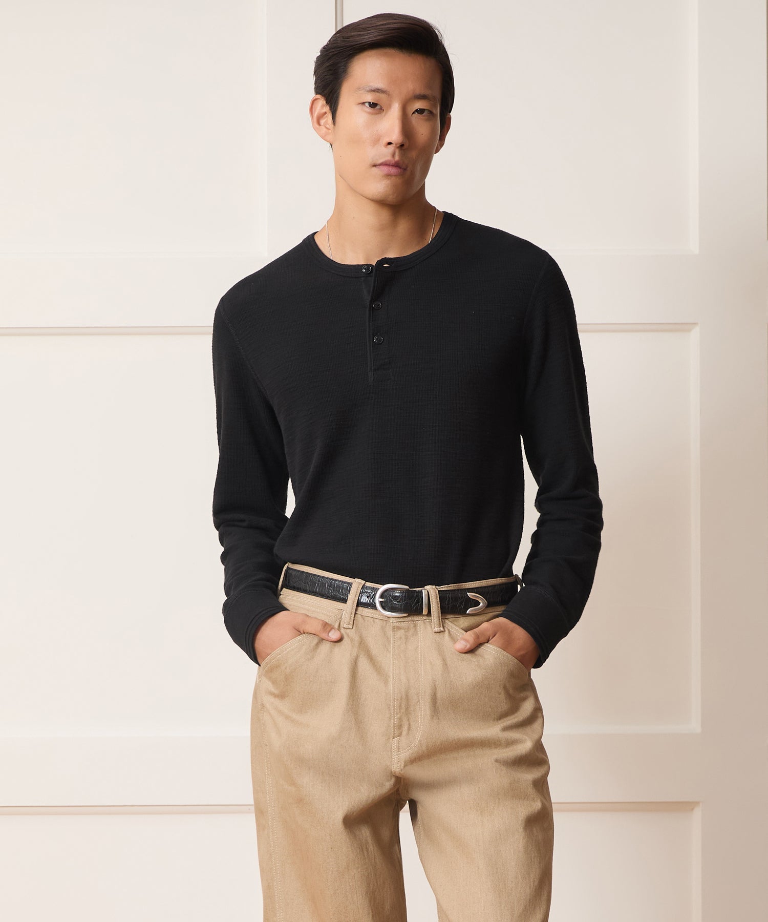 Lightweight Mini Waffle Henley