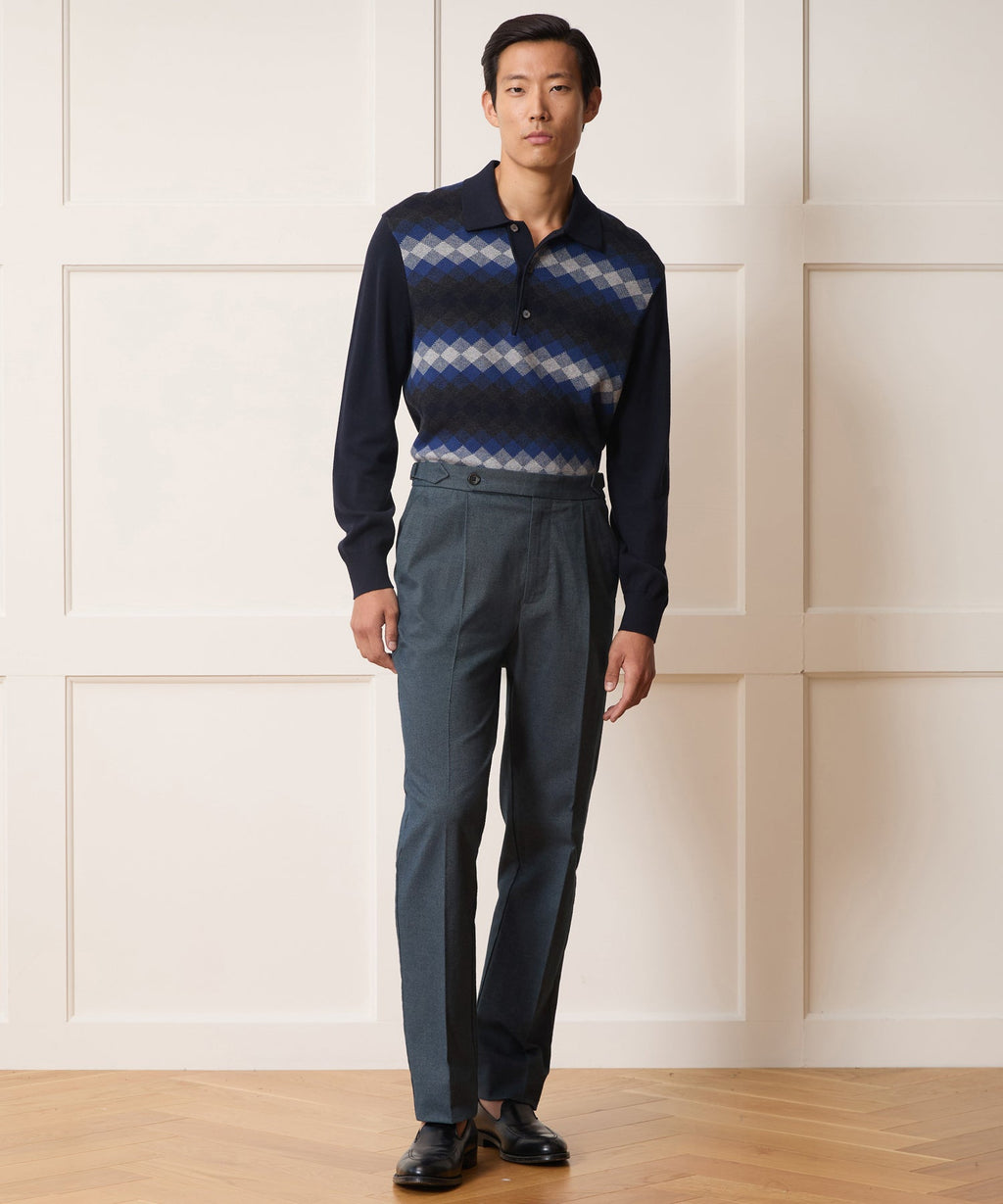 Italian Heathered Cotton Side Tab Trouser