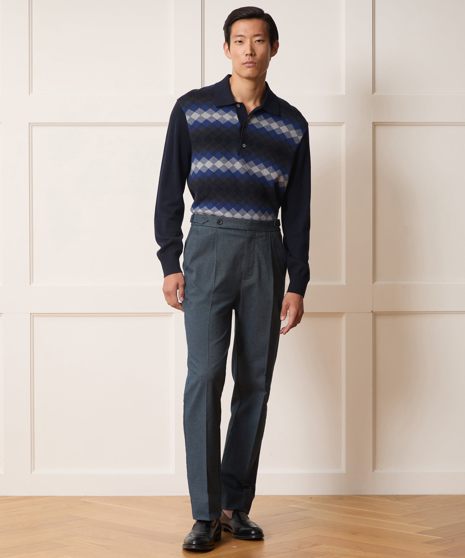 Italian Heathered Cotton Side Tab Trouser