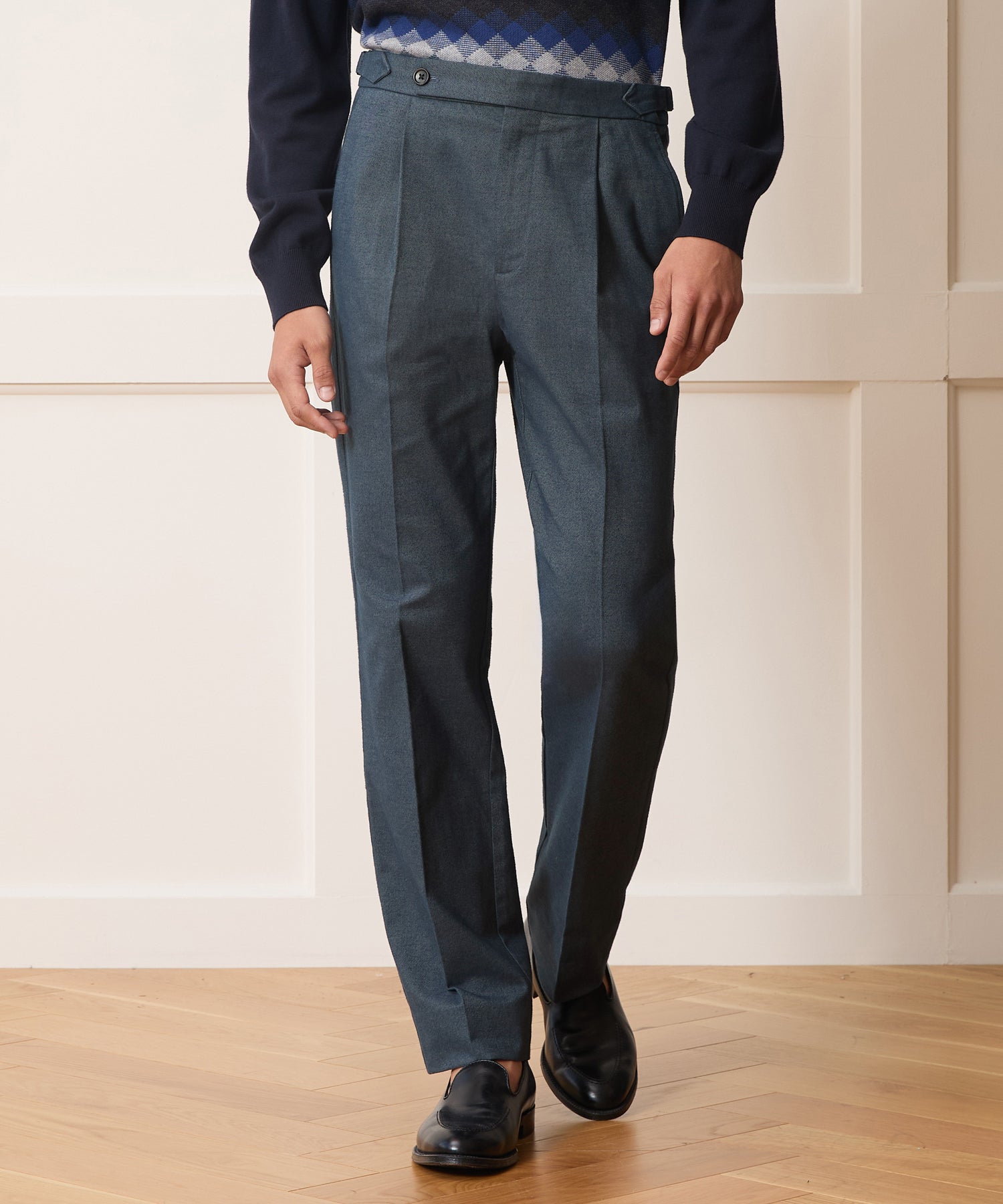 Italian Heathered Cotton Side Tab Trouser