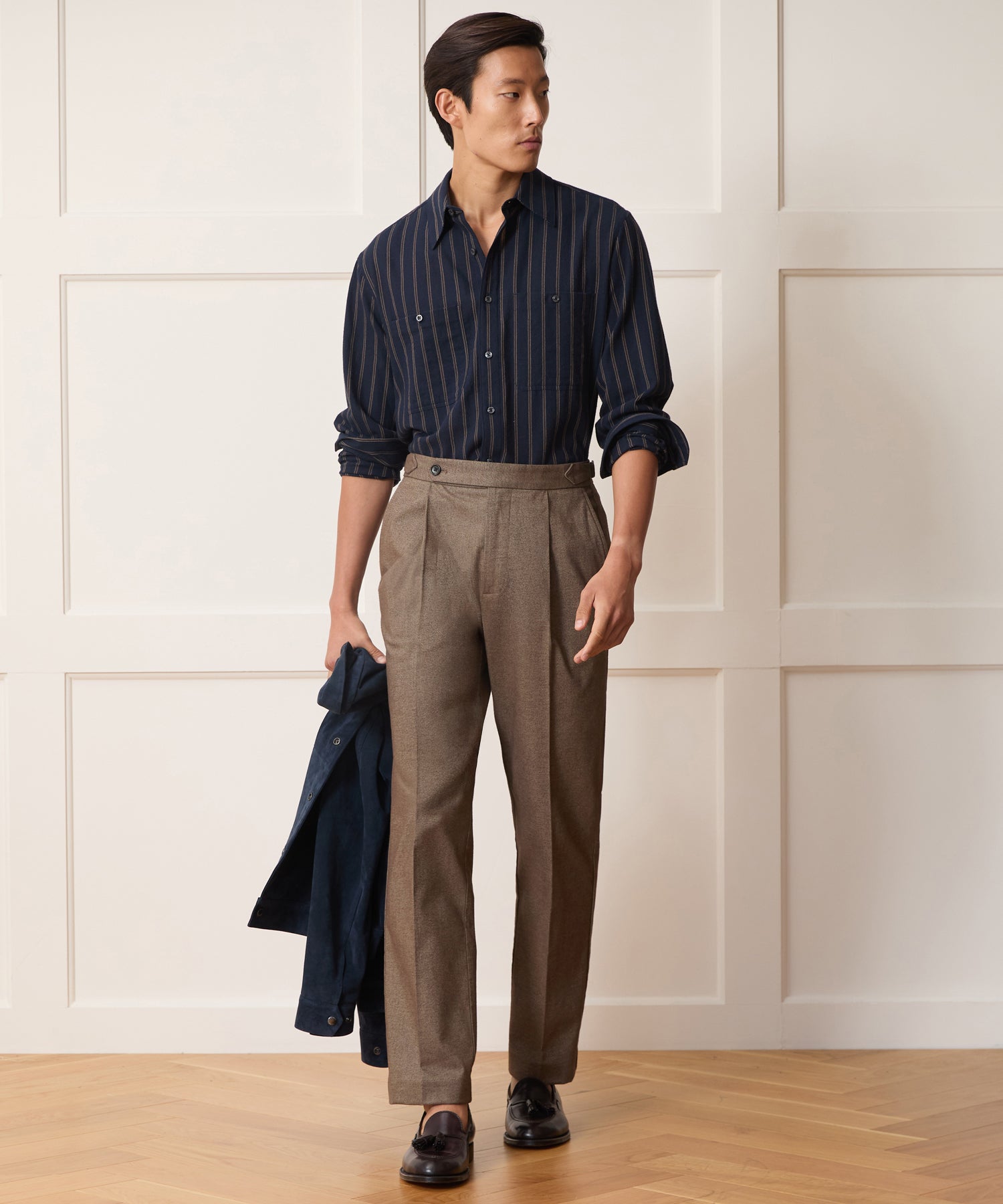 Italian Heathered Cotton Side Tab Trouser