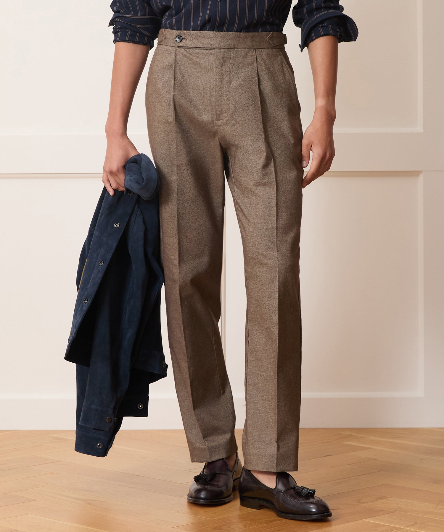 Italian Heathered Cotton Side Tab Trouser