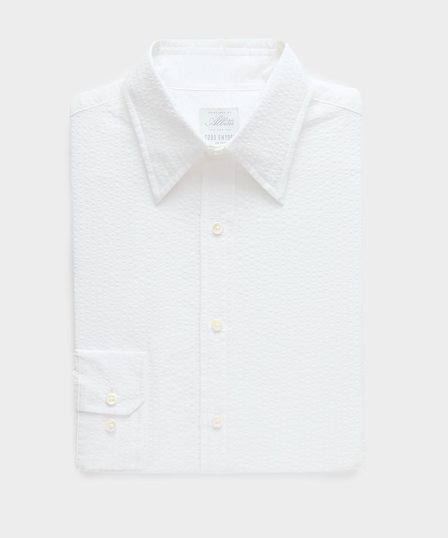 Seersucker Long Point Collar Dress Shirt
