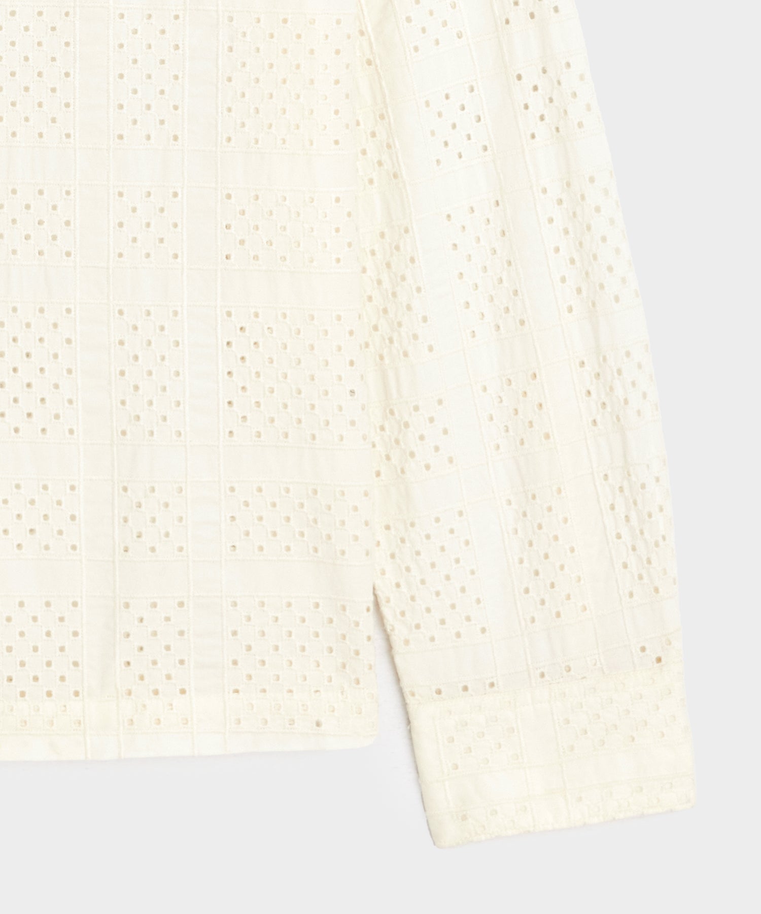 Cropped Embroidered Eyelet Camp Collar Shirt