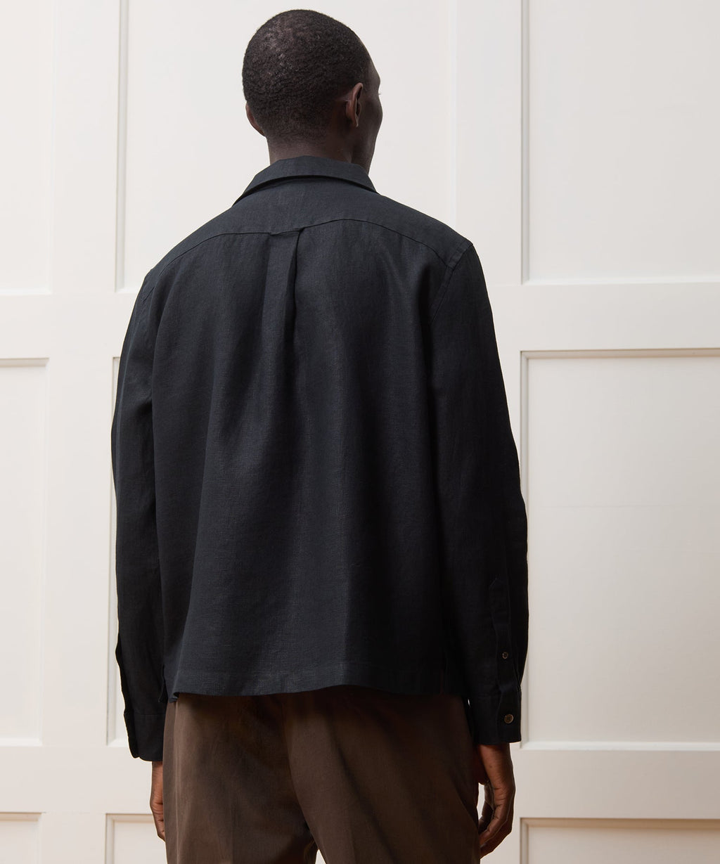 Cropped Sea Soft Irish Linen Camp Collar Shirt