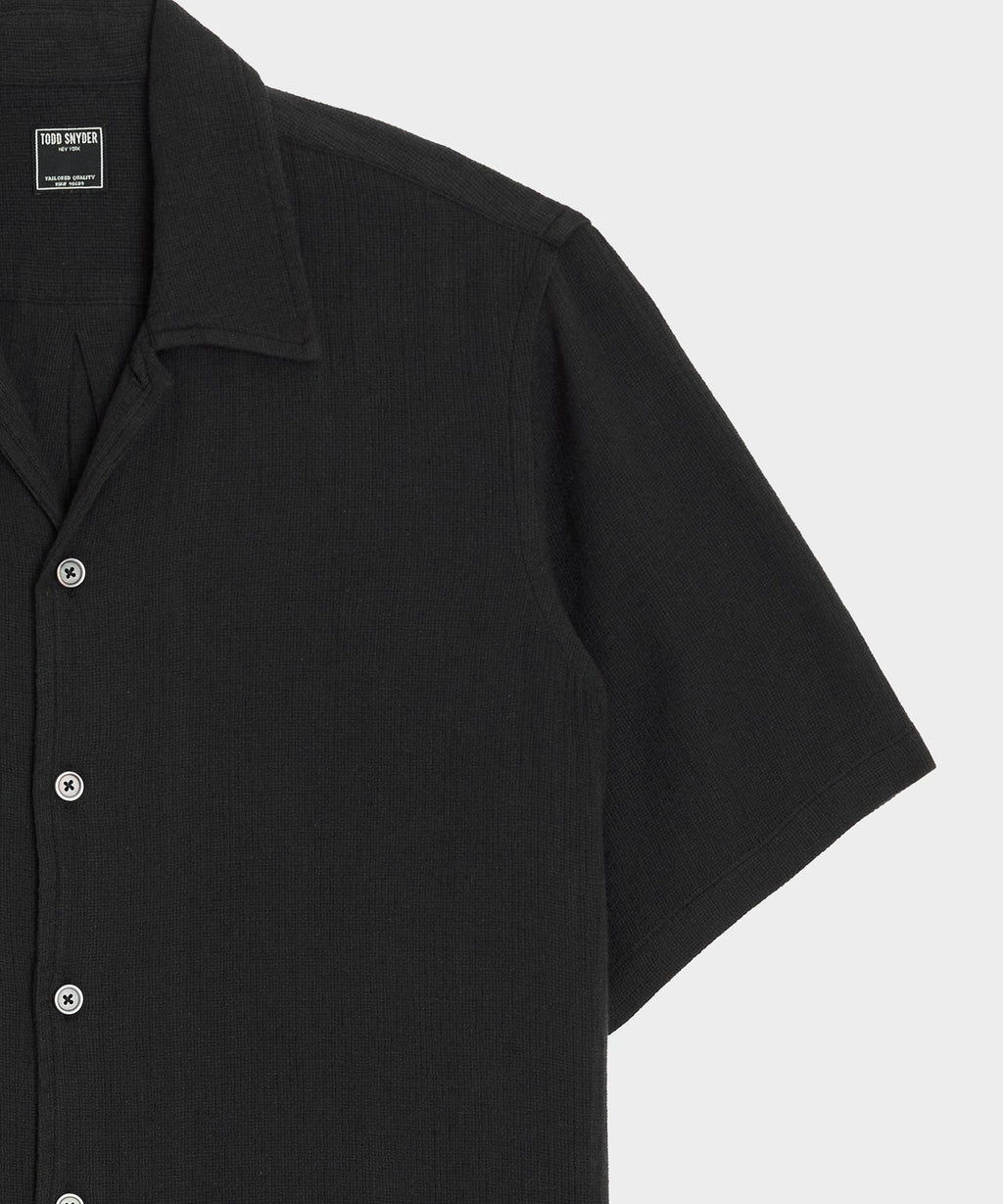 Relaxed Basketweave Camp Collar Shirt