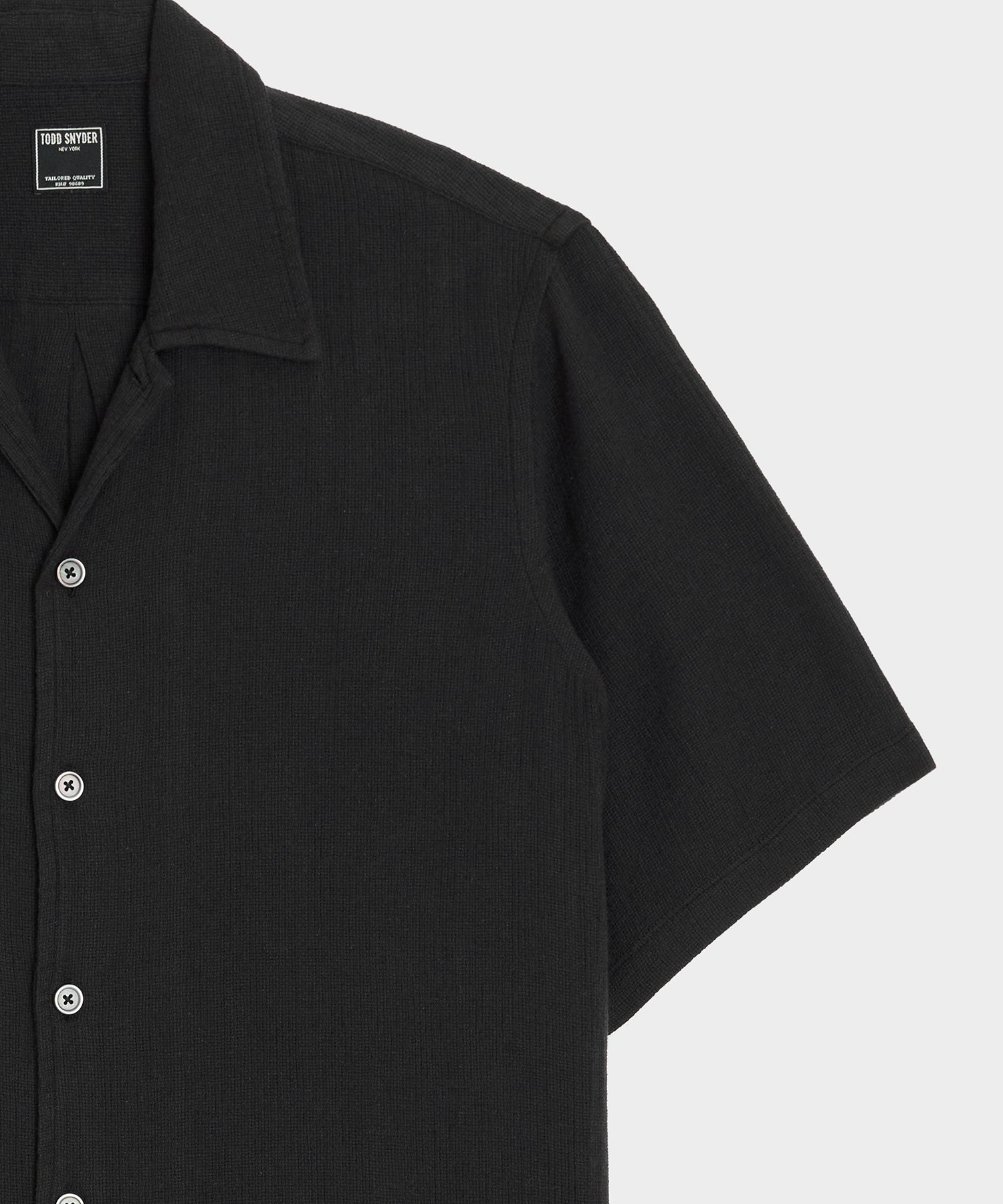 Relaxed Basketweave Camp Collar Shirt