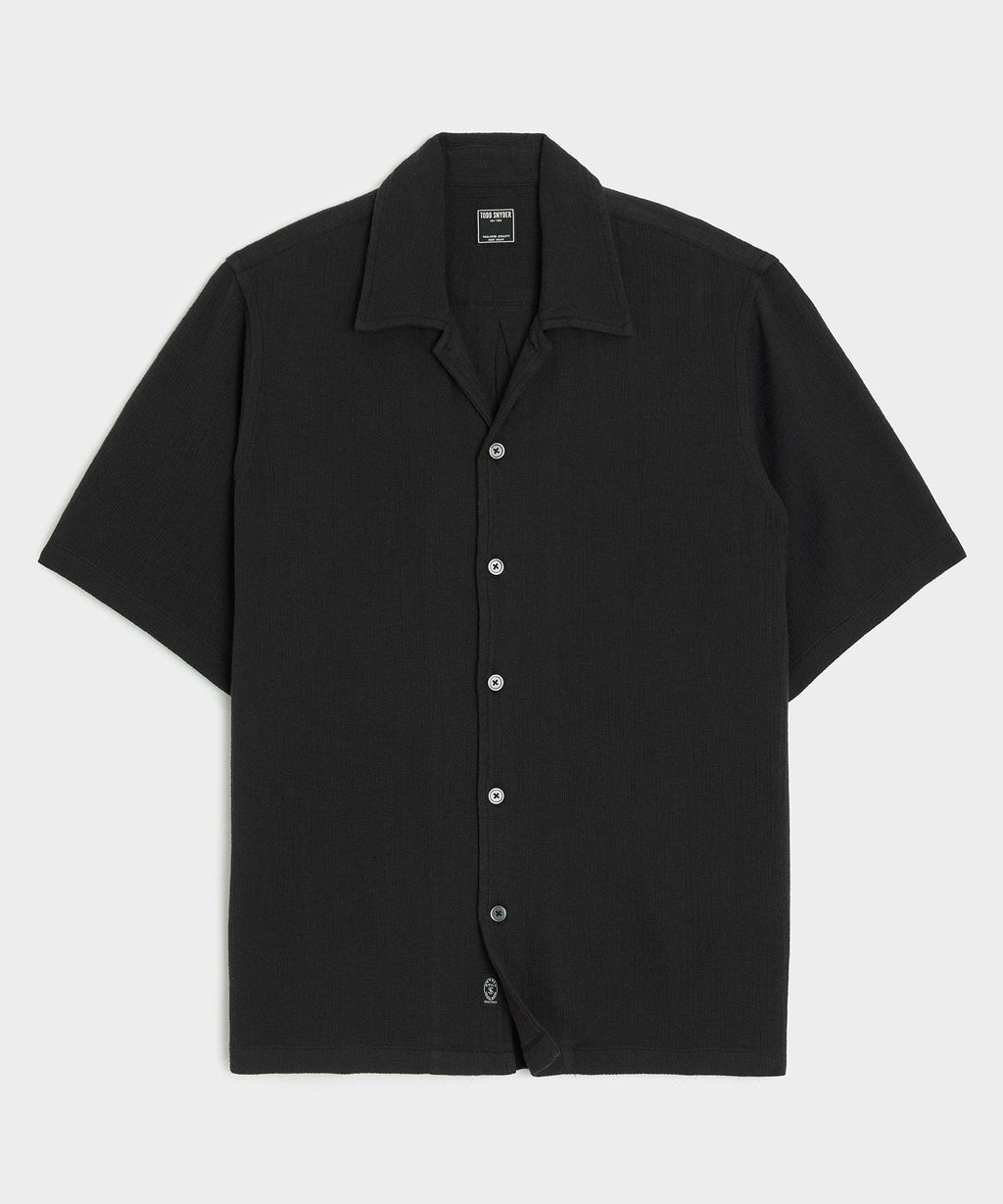 Relaxed Basketweave Camp Collar Shirt