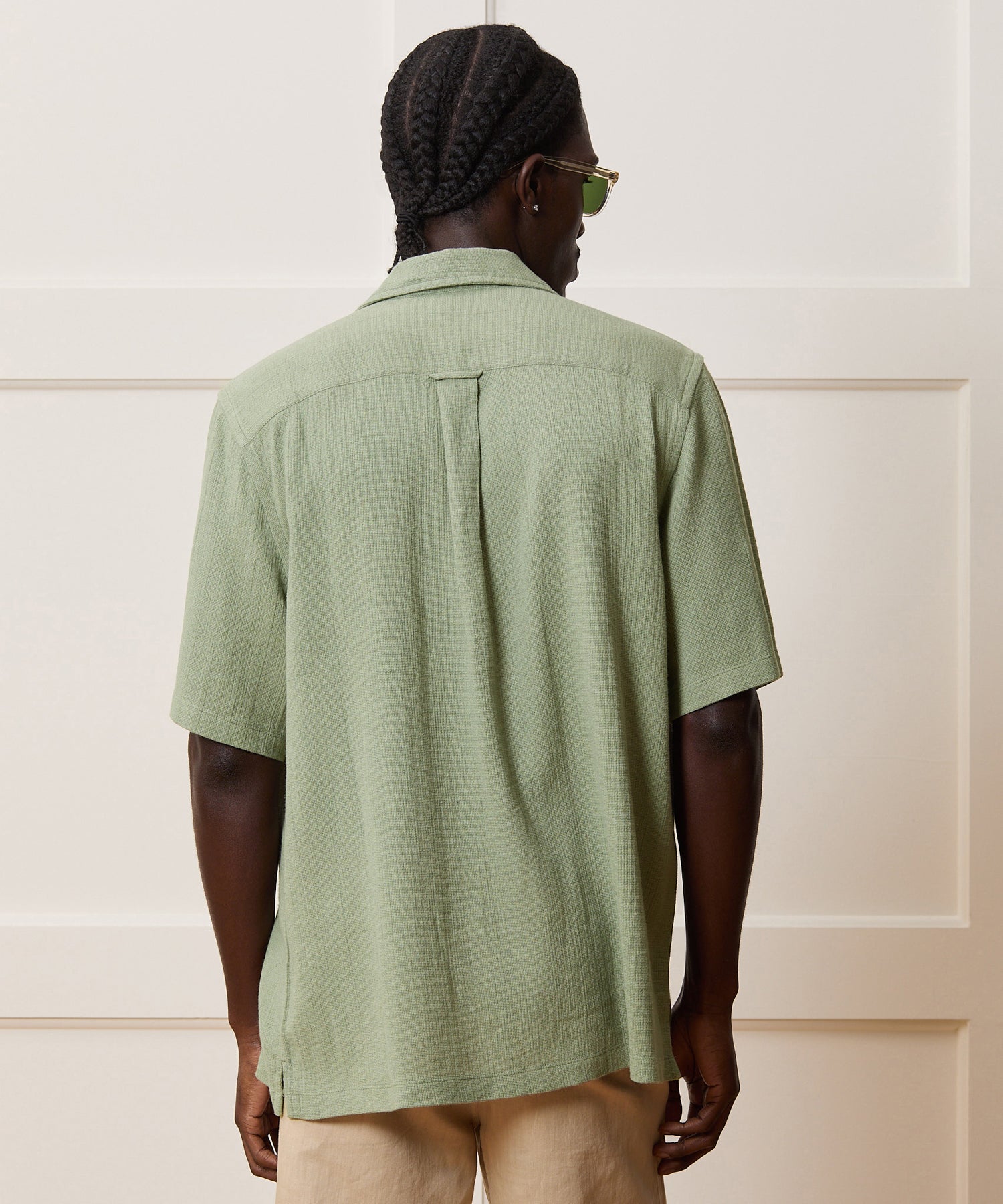 Relaxed Basketweave Camp Collar Shirt