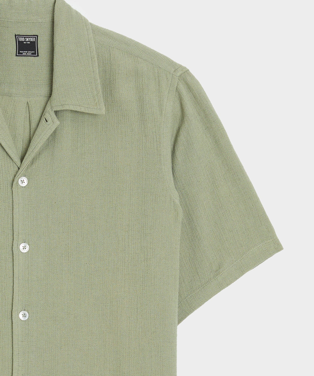 Relaxed Basketweave Camp Collar Shirt