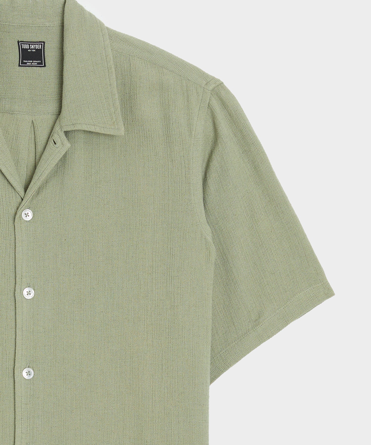 Relaxed Basketweave Camp Collar Shirt