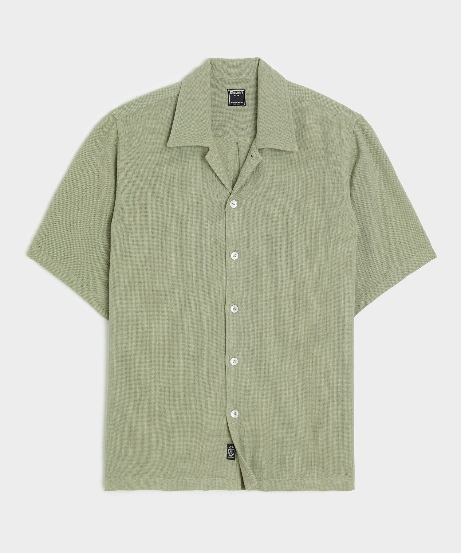 Relaxed Basketweave Camp Collar Shirt