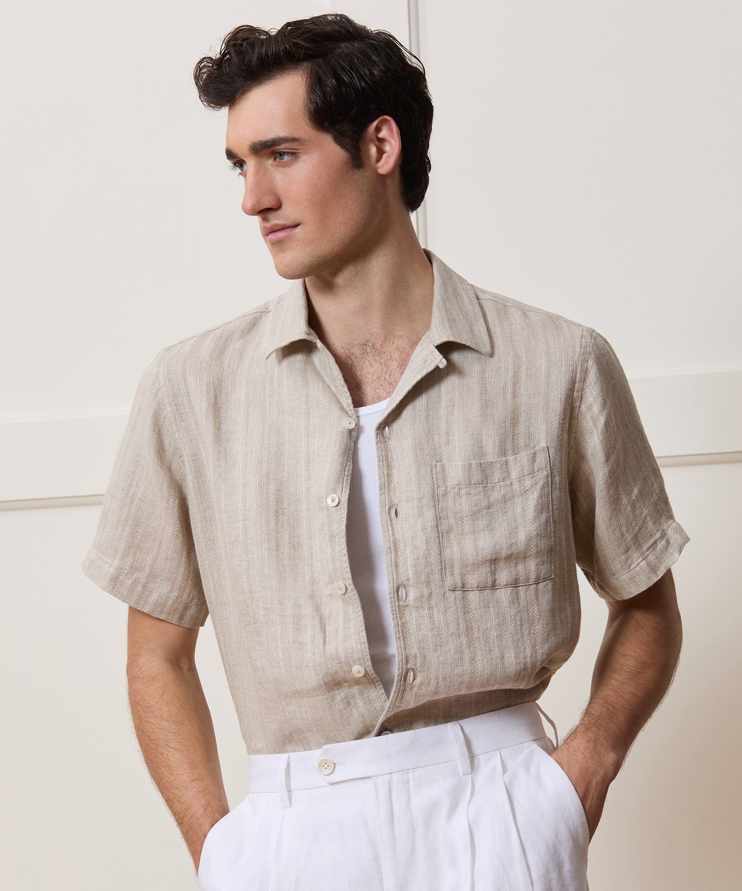 Textured Linen Capri Shirt