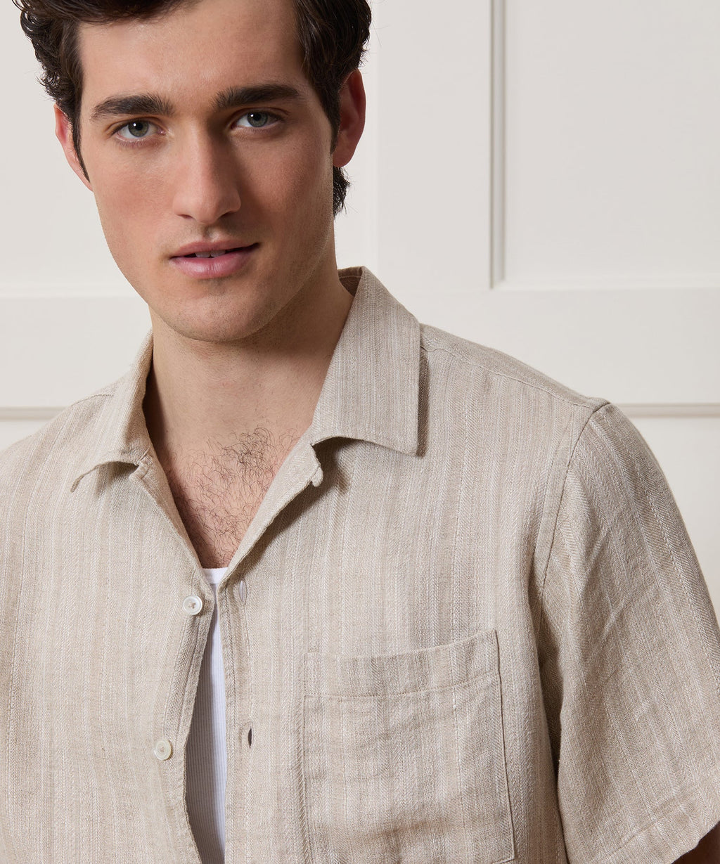 Textured Linen Capri Shirt