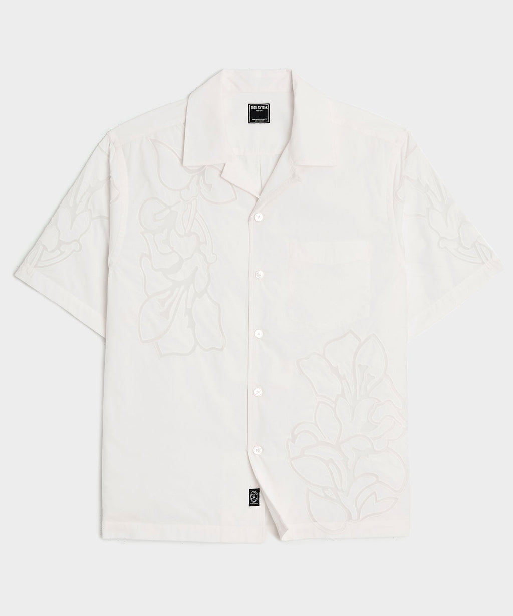 Cropped Cotton Camp Collar Shirt