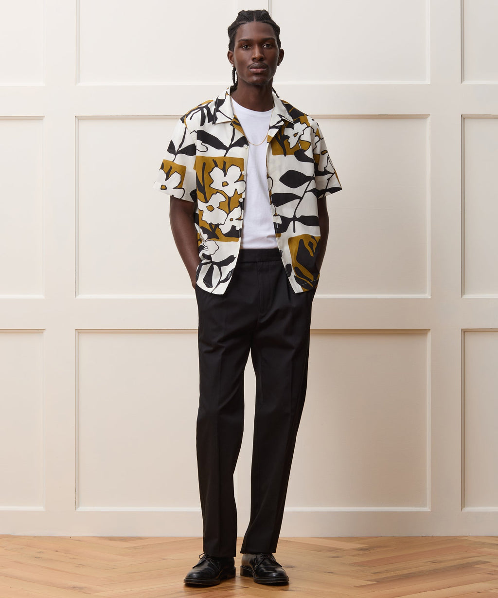 Cropped Silk-Cotton Camp Collar Shirt