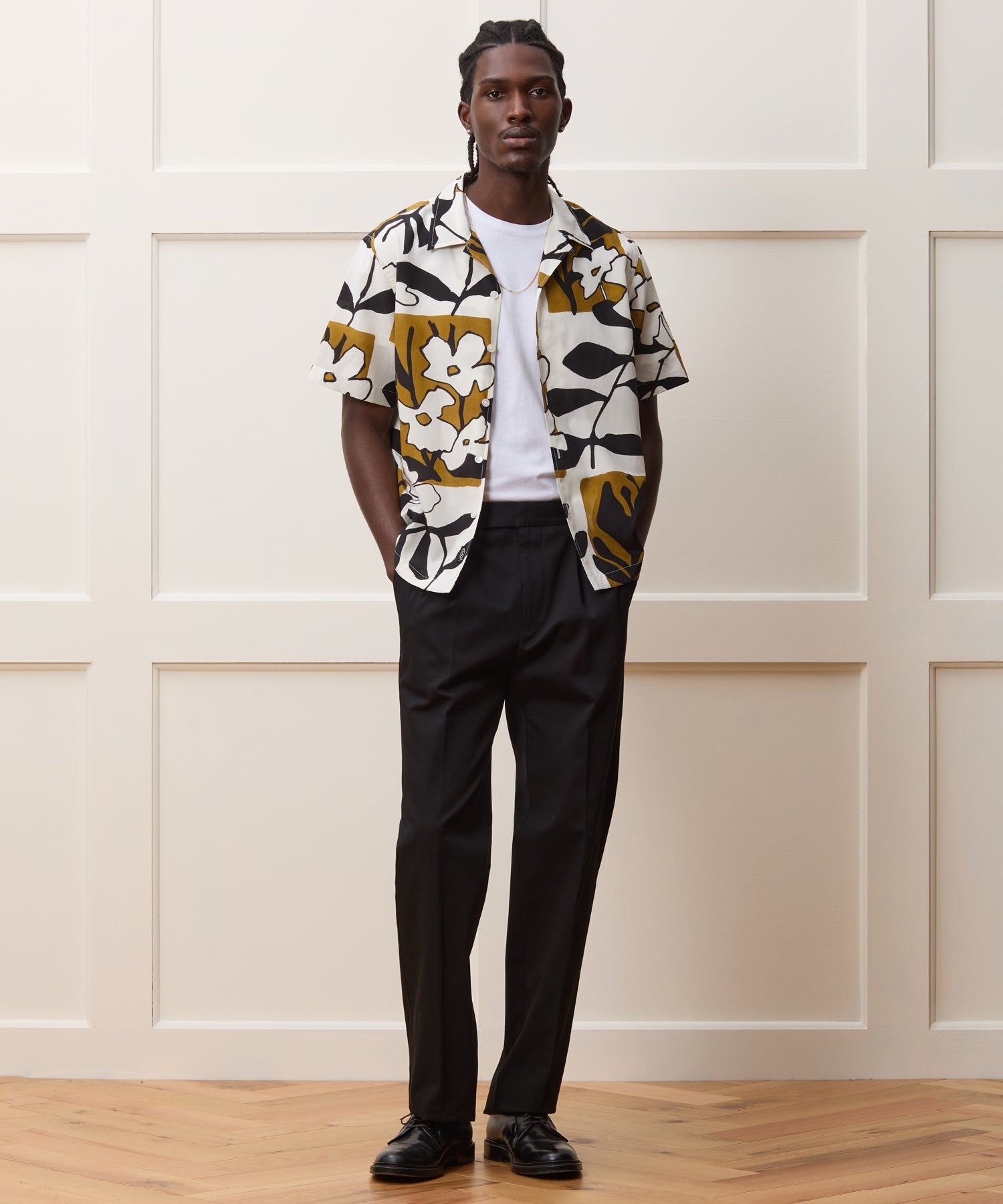 Cropped Silk-Cotton Camp Collar Shirt