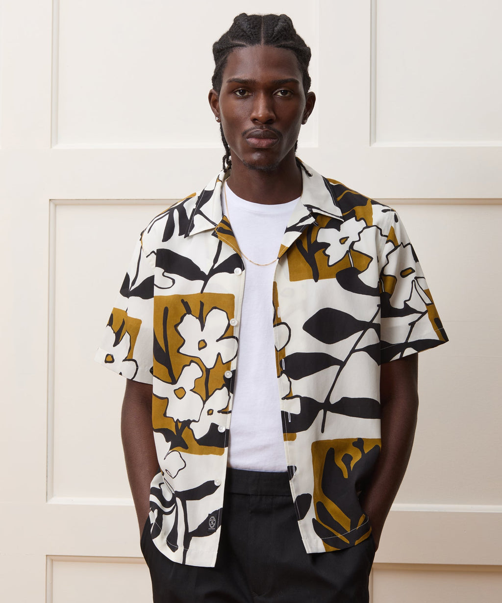 Cropped Silk-Cotton Camp Collar Shirt