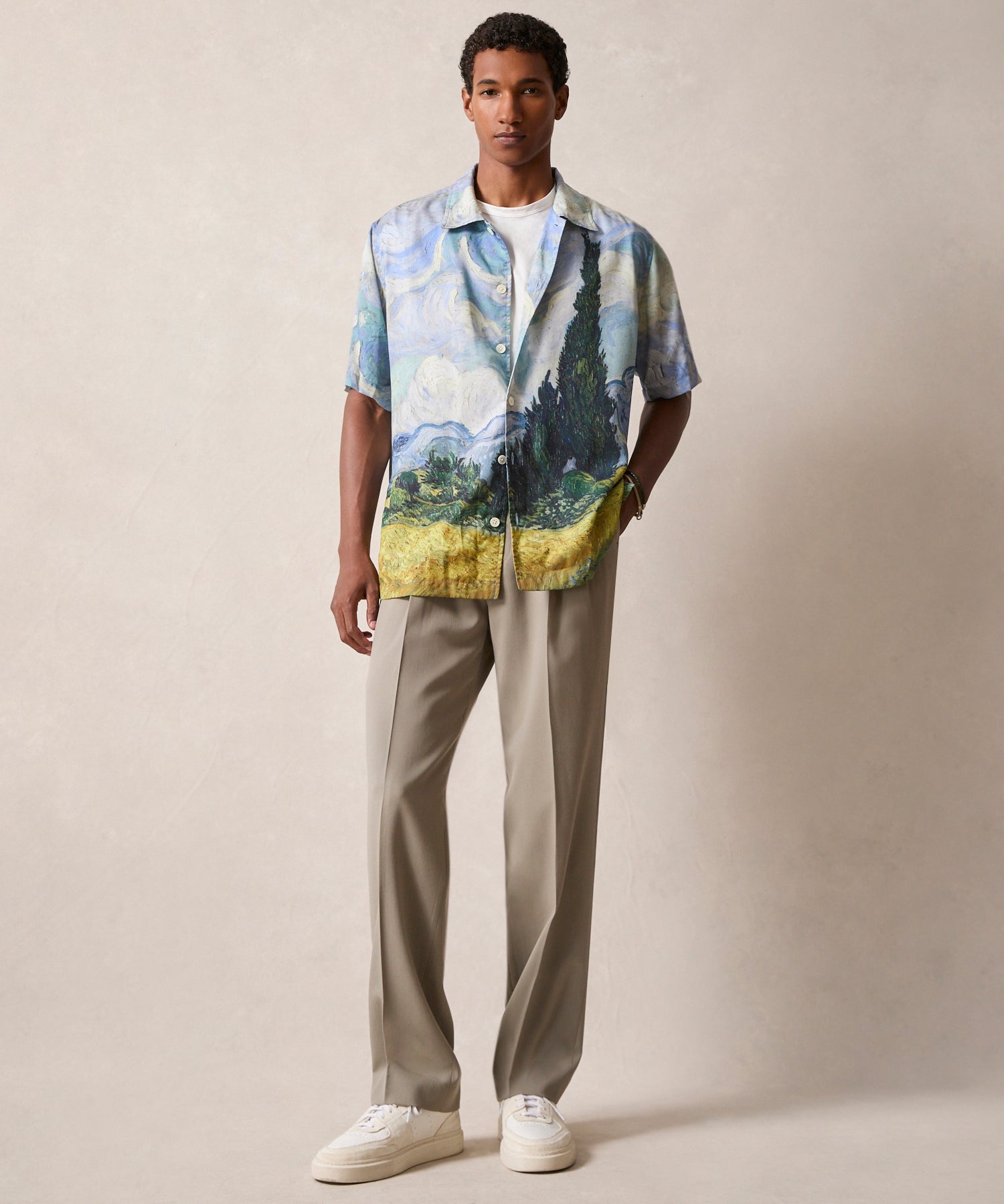 Todd Snyder x The Met Van Gogh Wheat Field With Cypresses Cabana Shirt