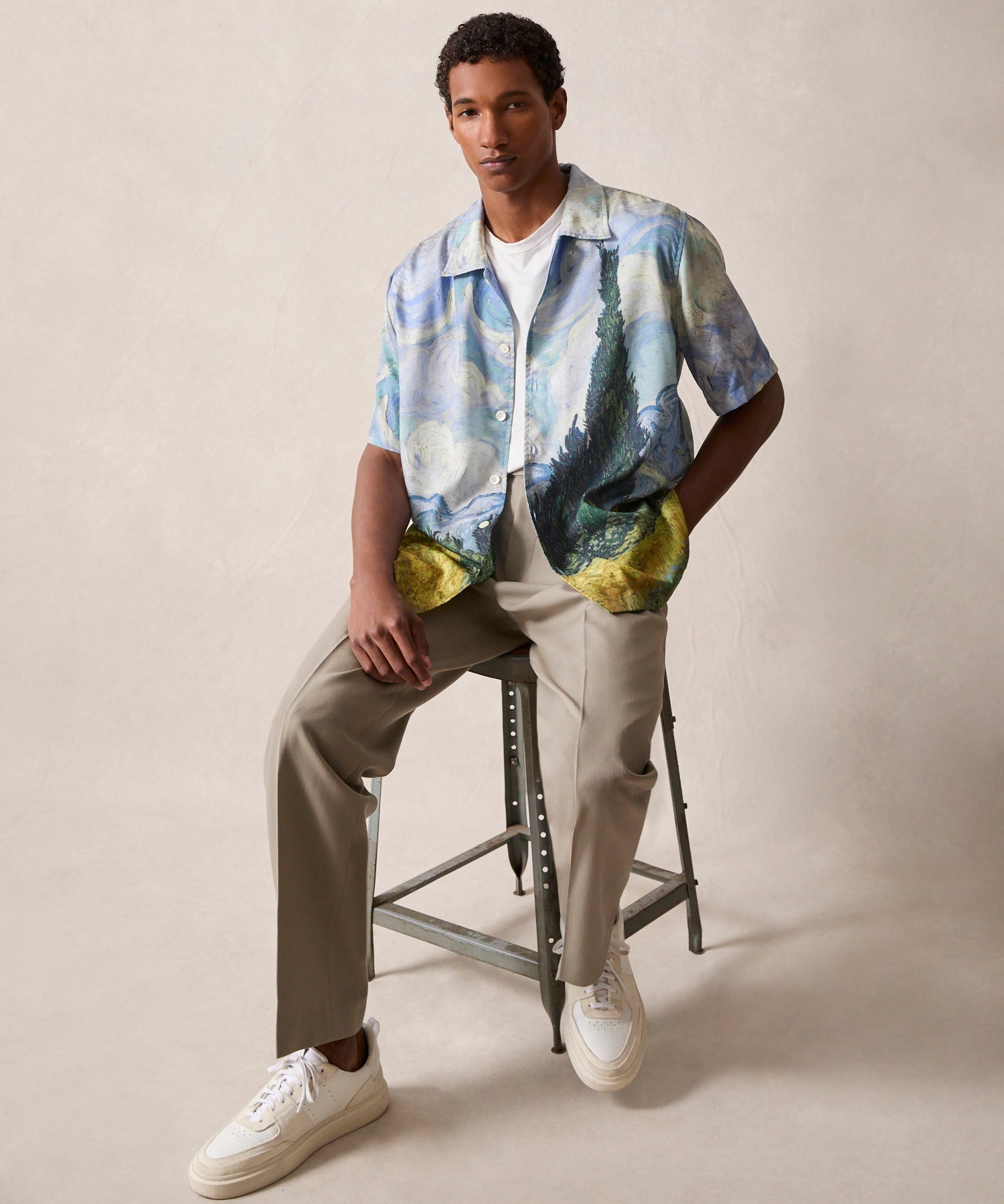 Todd Snyder x The Met Van Gogh Wheat Field With Cypresses Cabana Shirt