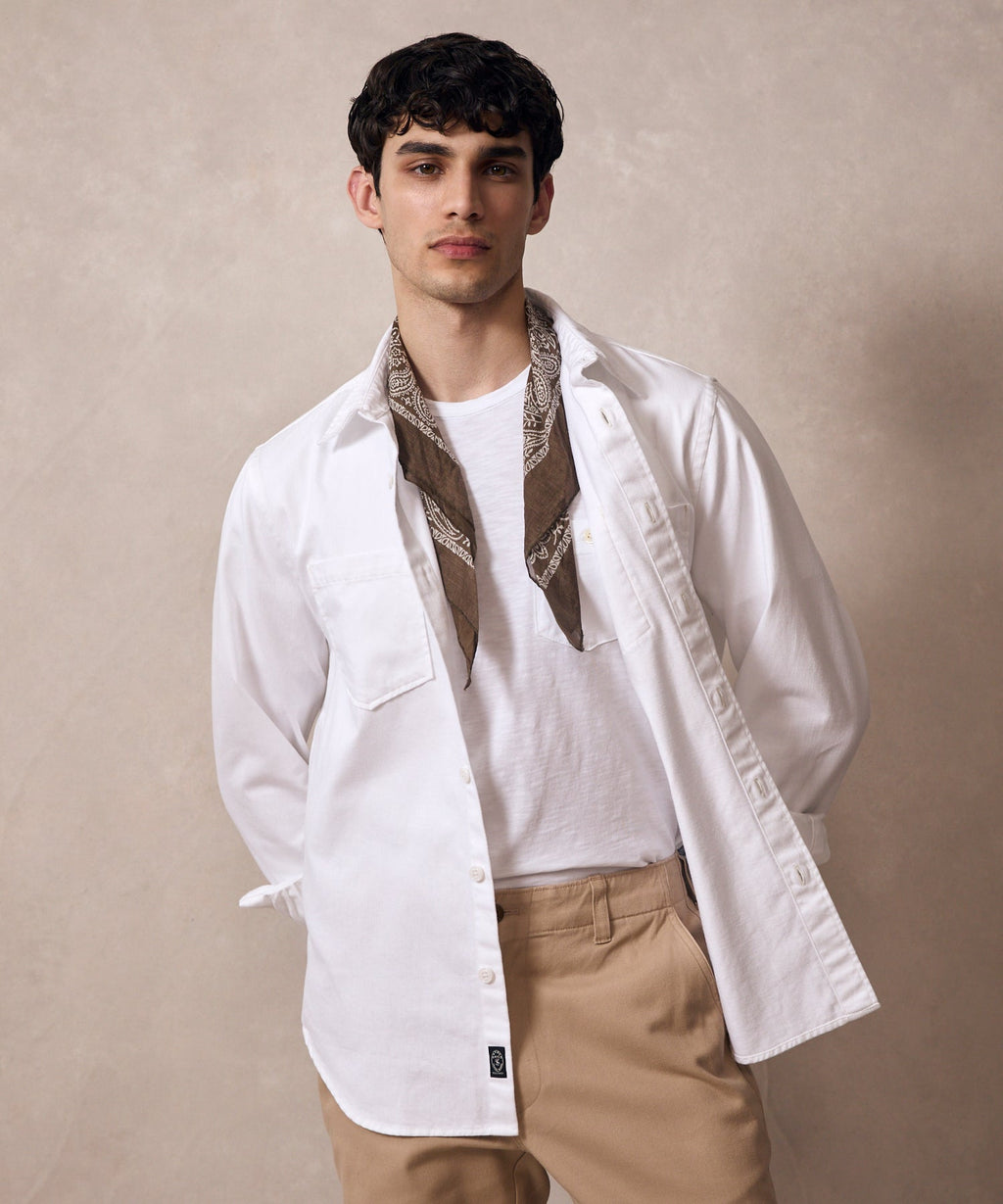Classic Fit Denim Overshirt in White