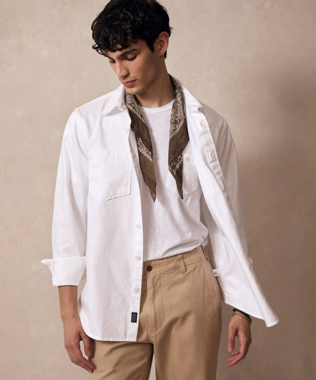 Classic Fit Denim Overshirt in White