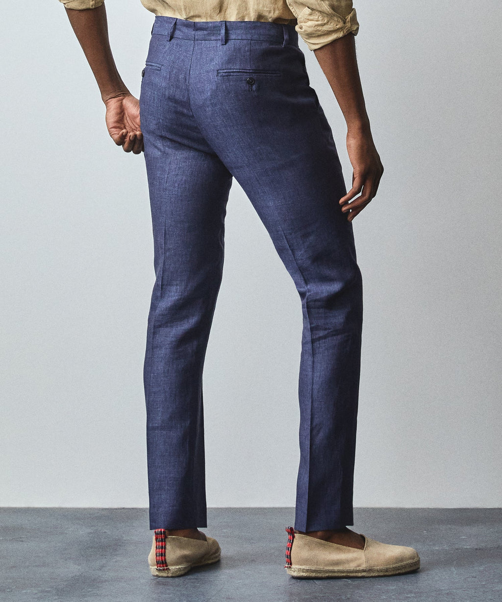 Italian Linen Soft Sutton Suit Trouser in Navy
