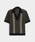Striped Short-Sleeve Polo in Black