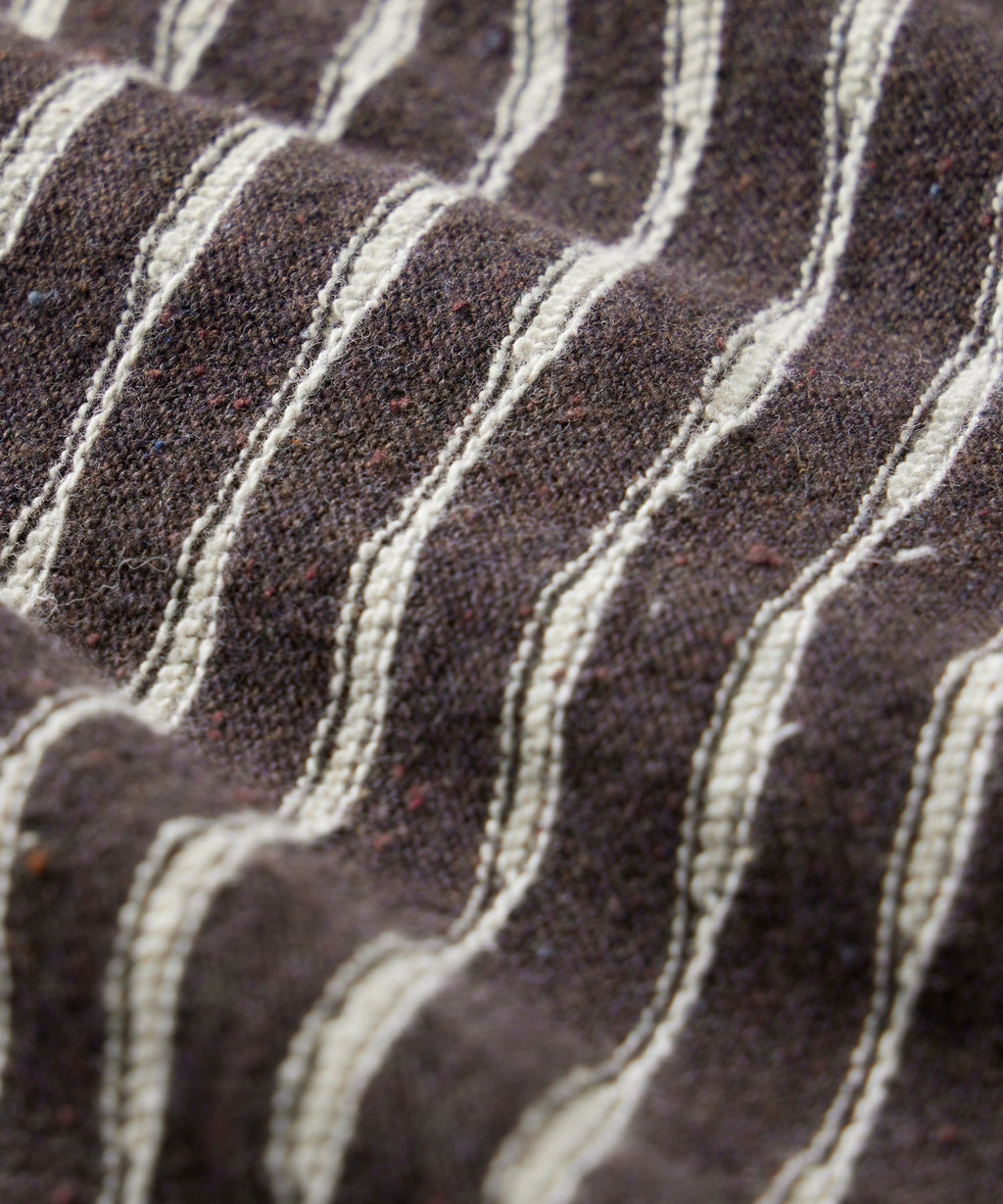 Wave Stripe Full-Placket Polo in Umber