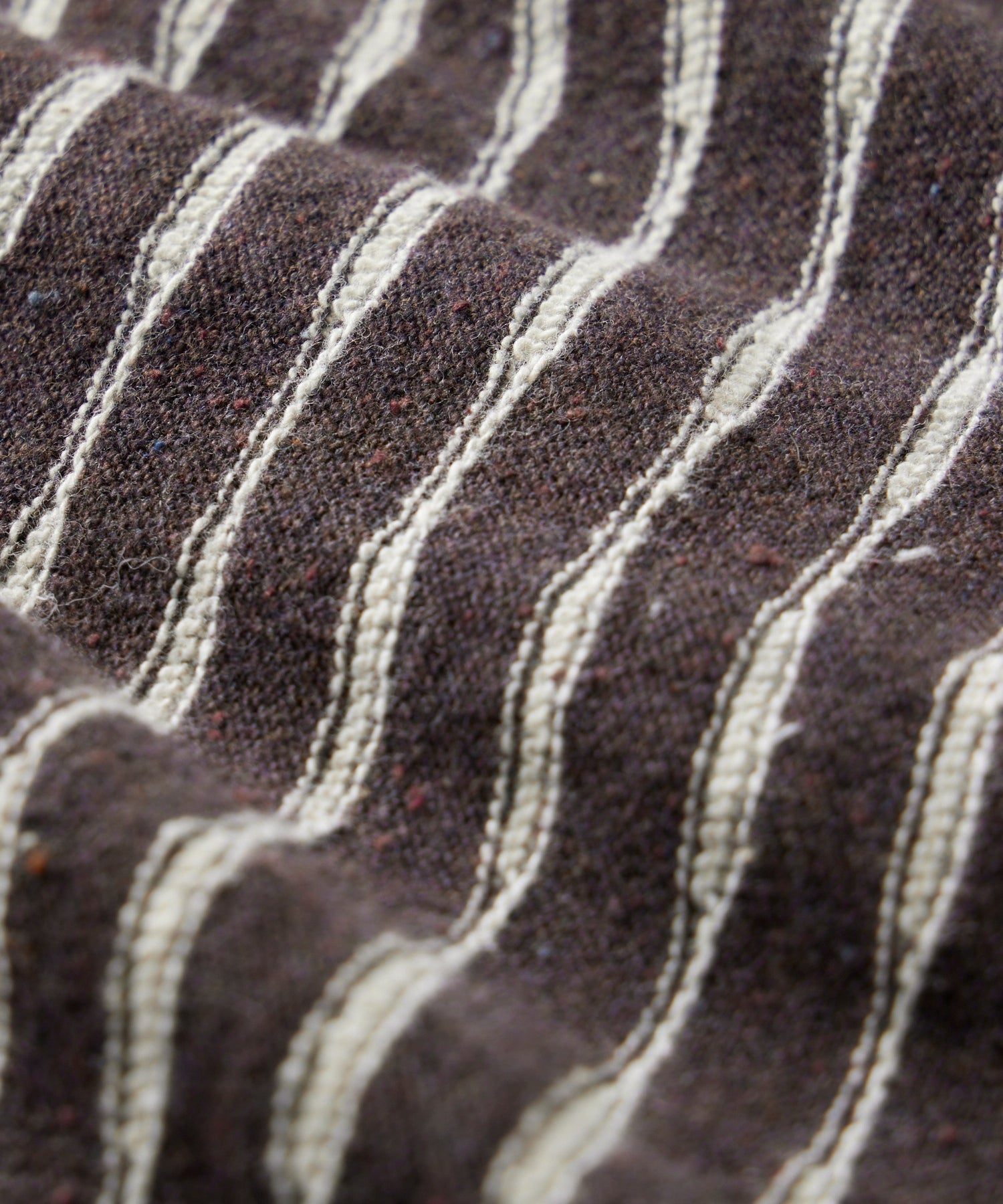 Wave Stripe Full-Placket Polo in Umber