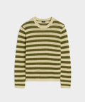 Linen Striped Crewneck in Olive