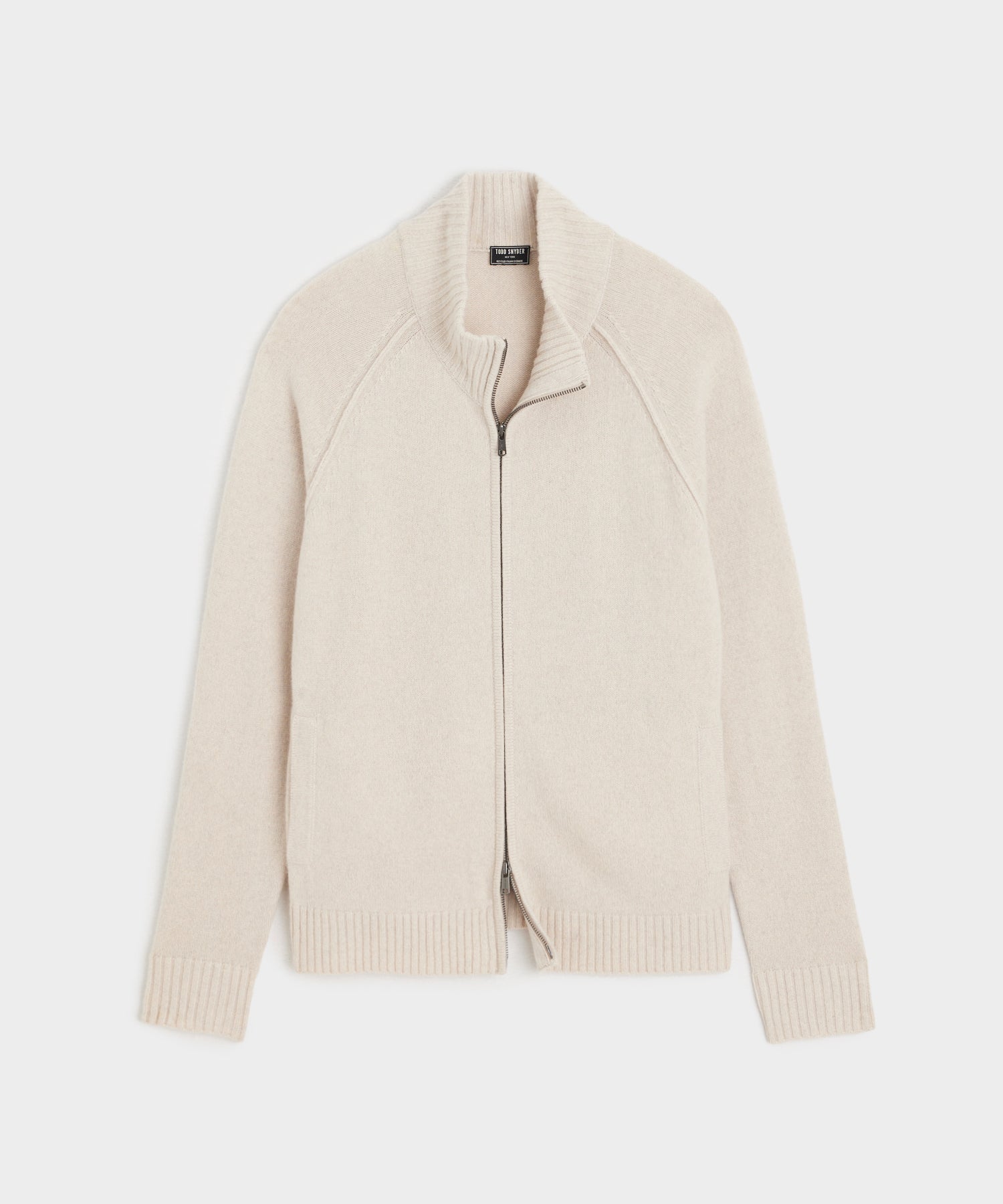 Nomad Cashmere Full-Zip Sweater in Bisque