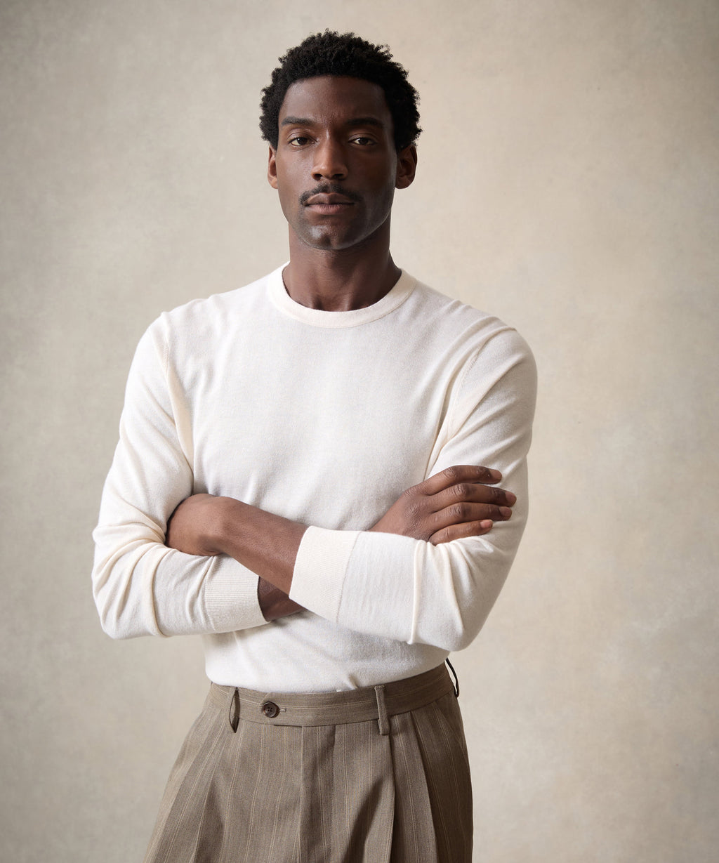 Silk-Cashmere Crewneck Sweater