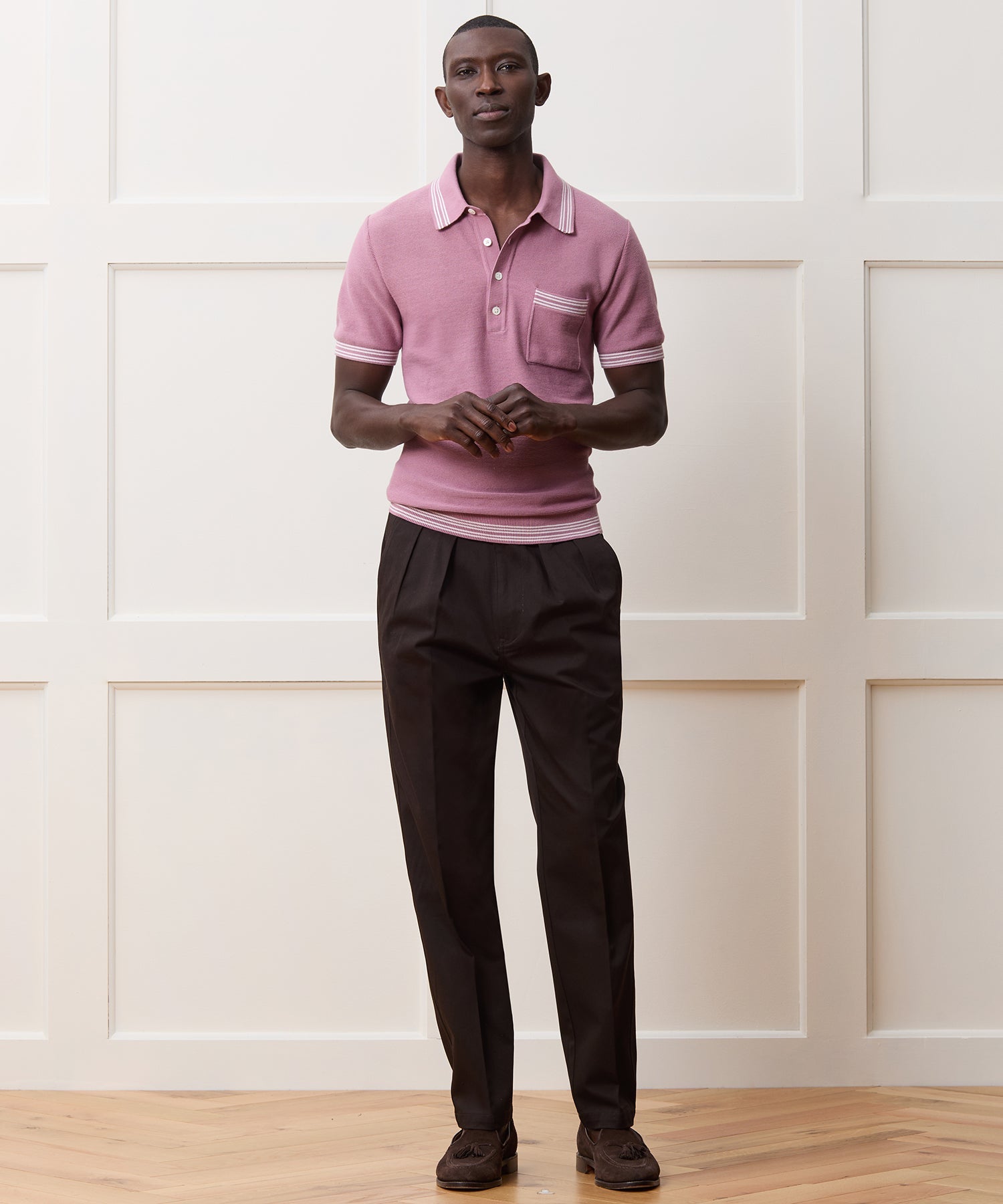 Tipped Waffle Sweater Polo