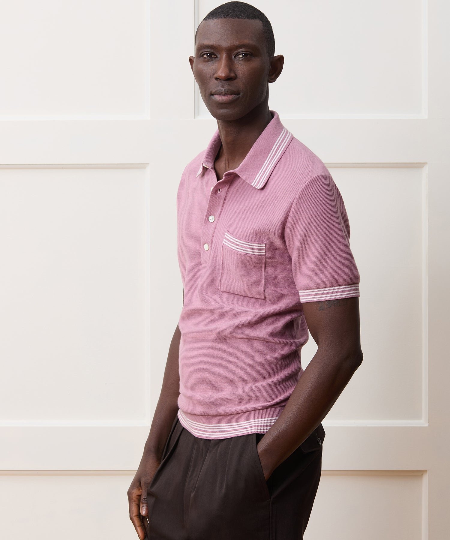 Tipped Waffle Sweater Polo