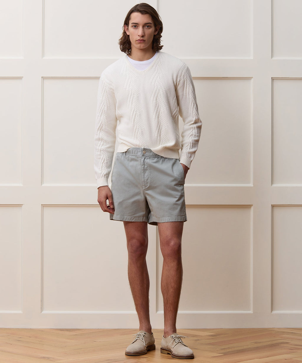 Cotton V-Neck Fisherman Sweater